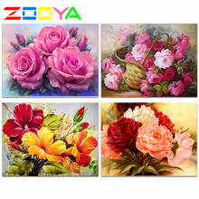 ZOOYA Wall Stickers Needlework Diamond Embroidery 3d Diamonds Painting Cross-Stitch Three Flowers Of Red Roses Home Decor RF1032 2024 - buy cheap