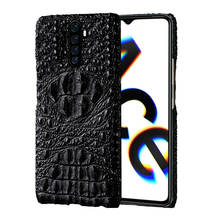 Langsidi luxo crocodilo caso de telefone para realme 8 pro 7 7pro 6pro gt couro genuíno capa traseira para oppo encontrar x3 pro reno 3 a9 2024 - compre barato