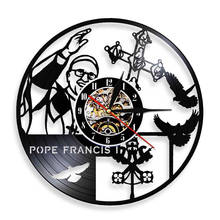 Catholic Vinyl Record 3D Wall Clock Modern Design Religious Celeb Pope Francis Catholicism Wall Watch Church Wall Decor Artwork 2024 - buy cheap