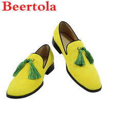 Новинка; светло-желтые лоферы; мужская повседневная обувь; Зеленая Мужская обувь на плоской подошве с кисточками; слипоны с квадратным носком; мужские кроссовки; zapatillas hombre 2024 - купить недорого
