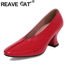 REAVE CAT-zapatos de tacón cuadrado para mujer, tacones de bloque de 7cm, diseño clásico conciso, 34-43 talla grande, fecha informal, verano, 2021, A3888 2024 - compra barato