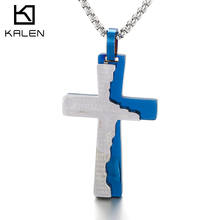Kalen-Colgante de acero inoxidable con forma de cruz azul para mujer, collar de la suerte, accesorios de joyería 2024 - compra barato