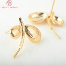 6PCS Leaf 21x19MM 24K Gold Color Brass Tree Leaf Leaves Stud Earrings Pins High Quality Diy Jewelry Findings Accessories 2024 - buy cheap