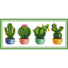 Everlasting Love Cactus  Chinese Cross Stitch Kits Ecological Cotton Clear Stamped Printed DIY Christmas 14CT Wedding Decoration 2024 - buy cheap