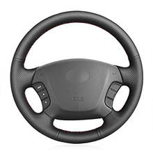 Hand-stitched Black Artificial Leather Car Steering Wheel Cover for Hyundai Sonata 2(NF ) 2005-2009 Kia Carens 2007-2011 2024 - buy cheap