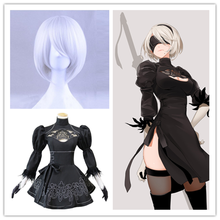 Automata-traje de Cosplay Yorha 2B para mujer, conjunto de disfraz de Anime para fiesta de Halloween, vestido negro 2024 - compra barato
