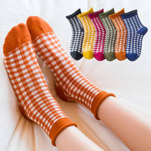 10 pieces = 5 pairs Small Check Socks Women Socks Japanese Cute Ins Fashion Autumn Winter Adult Socks women Cotton Socks Curling 2024 - buy cheap