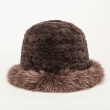 Pudi HF7057 The New Fashion Women's Rabbit Fur And Fox Fur Knitted Hats Caps Winter Warm Beanies Winter Caps 2024 - buy cheap