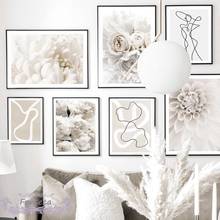 Irregular Digital Line Drawing Poster White Rose Peony Dahlia Flower Wall Art Canvas Painting Nordic Plant Pictures Room Decor 2024 - buy cheap