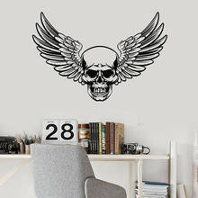 Skull Vinyl Wall Decal Bones Wings Cool Style Skeleton Window Stickers Bedroom Living Room Man Cave Home Decor Mural Art S1274 2024 - buy cheap