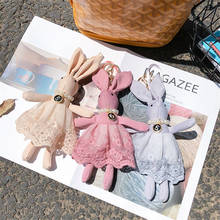 Novo coelho de pelúcia, animal de pelúcia, vestido chaveiro de coelho, brinquedo de festa infantil, buquê de bonecas de pelúcia 2024 - compre barato