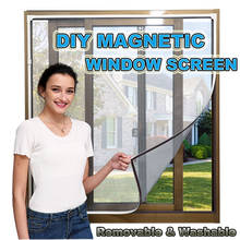 Регулируемый сетчатый занавес для экрана окна, противомоскитная Магнитная москитная сетка для окна 2024 - купить недорого