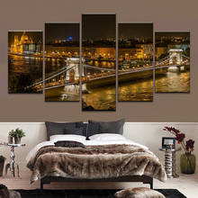 Модульные винтажные картины ночного вида, 5 панелей, венгерский город, домашний декор, картины на холсте, настенное искусство для гостиной, HD печать 2024 - купить недорого