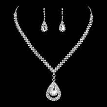 Cute Female Water Drop Jewelry Set Charm Silver Color Wedding Dangle Earrings For Women Trendy White Zircon Chain Necklace 2024 - buy cheap