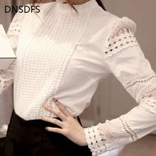 S-5XL Plus Size Hook Flower Hollow 2020 Women Lace Shirt Chiffon Blouse Casual Ladies Long Sleeve Womens Tops and Blouses 2024 - buy cheap