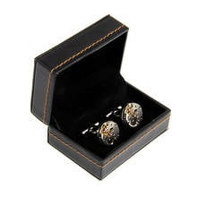 High-grade A Pair Cufflinks of Packaging Box Classic Black PU Leather Jewelry Gift Boxes (the Price Does Not Include Cufflinks) 2024 - buy cheap