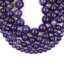 Contas redondas charoite com pedras preciosas naturais, contas redondas com miçangas espaçadoras para fazer joias 6/8/10/12mm pulseiras soltas faça você mesmo 15" 2024 - compre barato