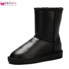 G & zaco genuíno botas de couro de vaca watetproof botas de couro genuíno botas de pele de ovelha quente non-slip botas de inverno 2024 - compre barato