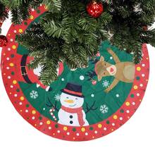Falda con dibujo de alce para decoración navideña, delantal redondo de muñeco de nieve y Papá Noel para el suelo 2024 - compra barato