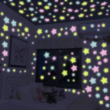 100 шт., декоративные флуоресцентные наклейки на стену в виде звезд 2024 - купить недорого