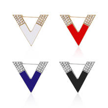 Minimalist Letter V Crystal Brooch For Women Girls Fashion  Word Shaped Rhinestone Badge Pins Accessories Jewelry Gifts 2024 - buy cheap