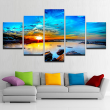 Pictures Vintage Home Decor 5 Panel Sunrise Paintings On Canvas Posters And Prints On The Modern Home Room Wall Decoration 2024 - buy cheap