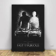 Carteles de películas clásicas en blanco y negro, decoración artística de pared de seda, pintura sin marco, The Fast and the Furious 2024 - compra barato