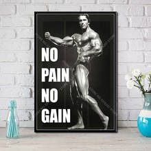 G425 Art Decor Arnold Schwarzenegger Motivational GYM Workout No Pain No Gain Wall Art Canvas Painting Silk Poster 2024 - buy cheap