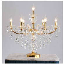Lámpara de mesa moderna de cristal, iluminación de pie dorada, 7L, D70cm, H60cm, CA, decoración del hogar 2024 - compra barato