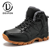 Odipon Mens Winter Shoes High Top Plus Fur Warm Snow Boots Outdoor Non-slip Sports Running Sneakers Waterproof Leather Flats 2024 - buy cheap
