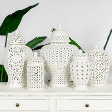 Vaso de cerâmica estilo europeu, branco, vazado, organização simples de flores, recipiente, decoração para escritório, mesa de jantar, casa 2024 - compre barato