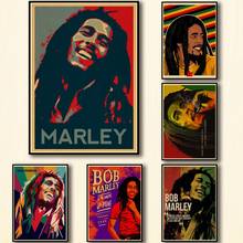 Póster de papel Kraftpaper de Bob Marley, 51 diseños, pintura artística abstracta alternativa, pegatina de pared divertida para cafetería, casa y Bar 2024 - compra barato