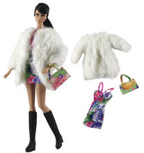 NK-Conjunto de 3 artículos más nuevos para muñeca Barbie, modelo blanco, abrigo, chaleco y bolsa de moda para accesorios de la muñeca, juguete para niña, regalo, 334C 7X 2024 - compra barato