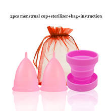2 pçs higiene feminina copo menstrual silicone médico reutilizável mulher copo esterilização menstrual para senhora período menstruação 2024 - compre barato