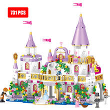 Juego de bloques de construcción de Castillo de princesas para niñas, Set de Casa mágica de lujo con figuras de bloques de construcción, juguetes para niñas, 731 piezas 2024 - compra barato