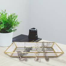 Rectangle Gold Mirror Tray Jewelry Organizer Vanity Tray Lace Hypotenuse Jewelry Tray Perfume Tray Dresser Decorative Tray 2024 - buy cheap