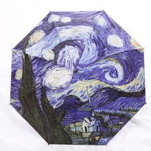 Paraguas plegable para hombre y mujer, sombrilla de protección contra el sol y la lluvia, protección UV, Paraguas para la lluvia, modelo Van Gogh 2024 - compra barato