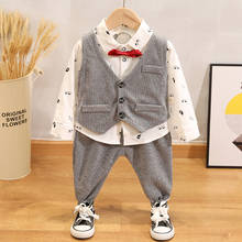 Spring 1 year baby boys birthday clothing sets vest+T-shirt top+trousers 3-piece suit for newborn baby boy clothes outfits sets 2024 - buy cheap