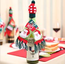 New Christmas Bottle Decoration Scarf&Hat Knitted Red Wine Bottle Kit Santa Claus Snowman Elk Hat For Wedding Party Table Decor 2024 - buy cheap