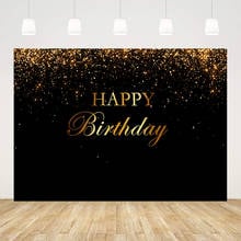 Gold glitter happy birthday backdrop for photography party decoration supplies background for photo booth studio adult parties 2024 - buy cheap