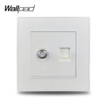 Wallpad S6 White Satellite TV Antenna Socket Ethernet Internet Data RJ45 CAT6 Wiring Outlet Wall Socket Brushed PC Plastic 2024 - buy cheap