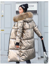 Casaco feminino com capuz, jaqueta longa para mulheres com gola de pele e capuz, moda de inverno 2020 2024 - compre barato