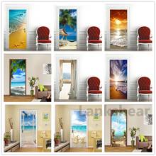 3D Wallpaper For Door Sticker Self-adhesive DIY Poster Beach Sea Scenery Mural Home Design Door Decoration Decal Stickers Porte 2024 - buy cheap