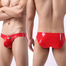 Cueca peniana sexy para homens, cueca erótica de couro falso e divertido, virilha aberta, bolsa de cintura baixa, cuecas sexy para homens 2024 - compre barato