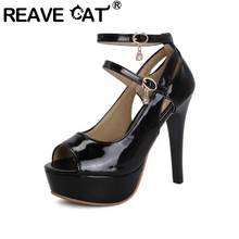 REAVE CAT 2021 New Women Pumps Peep-Toe 12cm Super High Thin Heels Platform Buckle Sexy Club All-Match Big Size Summer A3366 2024 - buy cheap