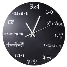 Reloj de pared grande para cocina, accesorio con revestimiento de polvo negro, con pizarra de matemáticas, aritmética Circular de cuarzo 2024 - compra barato