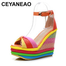 Ceyaneaooferta sapatos de salto alto femininos, tamanhos coloridos, com plataforma, sexy, para festa, salto alto, sandálias de verão, 2019 2024 - compre barato