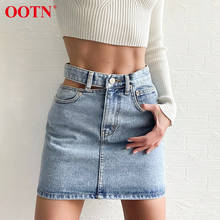 OOTN Vintage Denim Women Skirt Hollow Out Sexy Mini Skirt High Waist Skinny Streetwear Pocket Pencil Skirt Ladies Autumn Winter 2024 - buy cheap