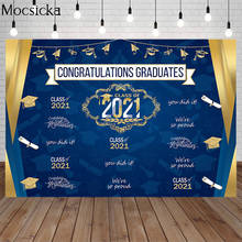 2021 Congratulations Graduates Party Background Photography Blue Bachelor Cap Decor Banner Graduation Backdrop For Photo Studio 2024 - buy cheap