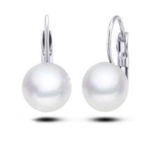 Fast Shipping Stock New  Geniune 925 Sterling Silver Jewelry 12MM Natural Freshwater Pearl Hoop Ear Lever Earrings Gift 2024 - buy cheap